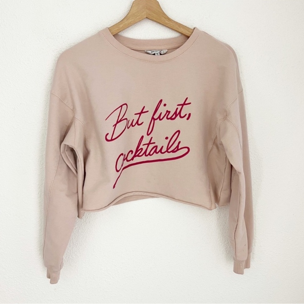 Wildfox l Cropped Pink Graphic Sweatshirt